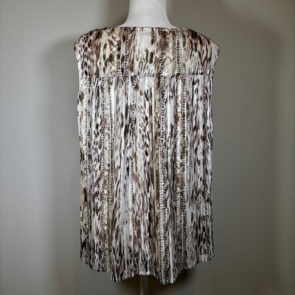 Tahari Beige and Brown Patterned Blouse - Picture 3 of 7